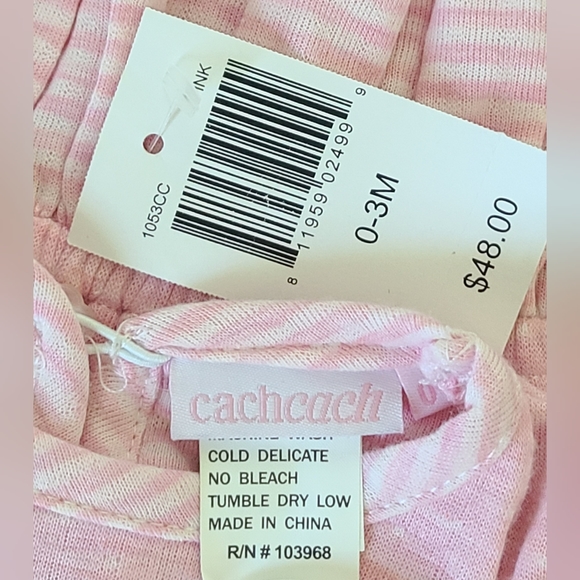 NWT- Boutique CachCach- Infant Girl's Gown And Matching Hat Sz 0-3M - Picture 2 of 5